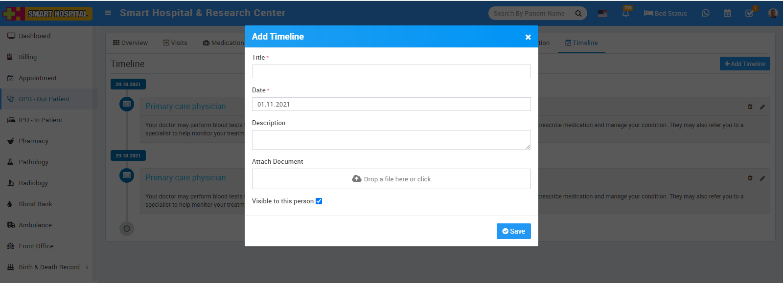opd add timeline