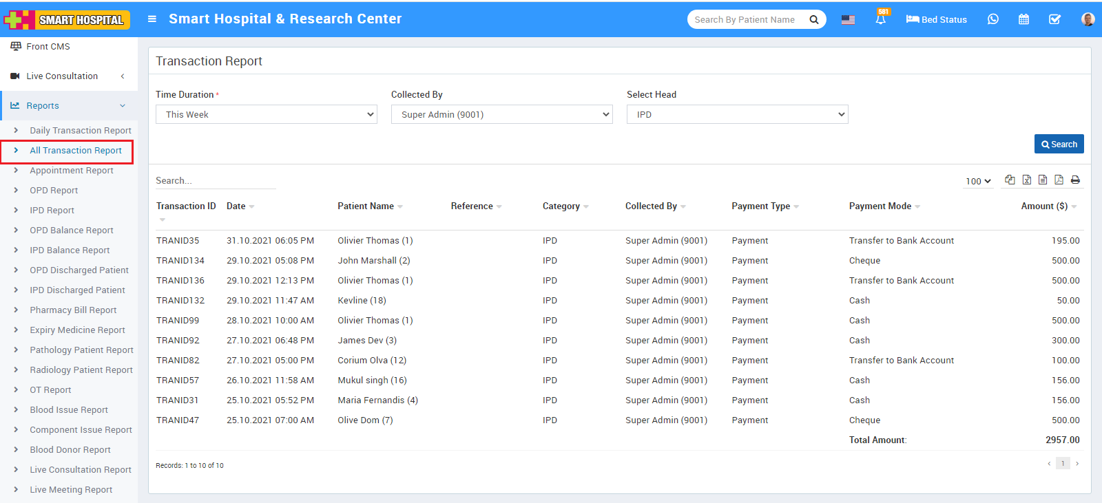 all transaction report